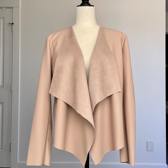 ** SOLD ** Brand New Bagatelle Blush Pink Faux Leather Drape Front Jacket. M - Picture 10 of 10
